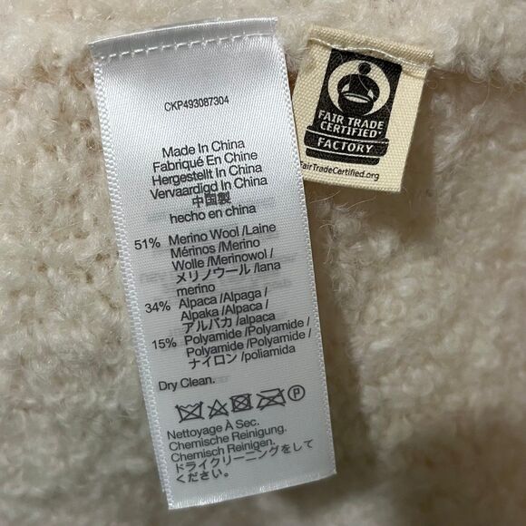 Madewell Wool-Alpaca Blend Bouclé-Knit Oversized Sweater Cream Alabaster size M - Picture 5 of 5